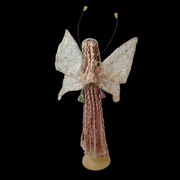 Vintage Handcrafted and painted Fabric Fairy Figurine with Lace Wings and Tassel - Picture 2 of 14